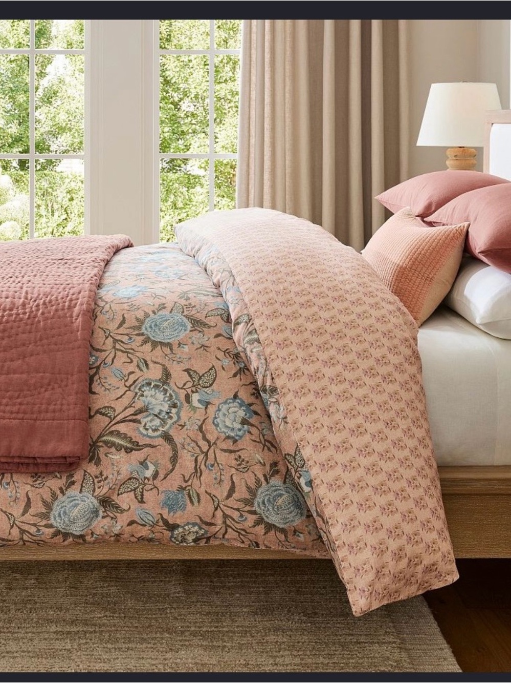 Pottery Barn Ella Duvet Cover Dusty Pink King 2 Shams Floral Cottage 3 Piece Set